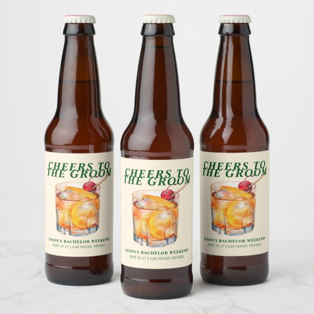 Old Fashioned Cocktail Bachelor Weekend Beer Bottle Label (Bottles)