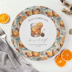 "Old Fashioned" Cocktail Birthday Paper Plate