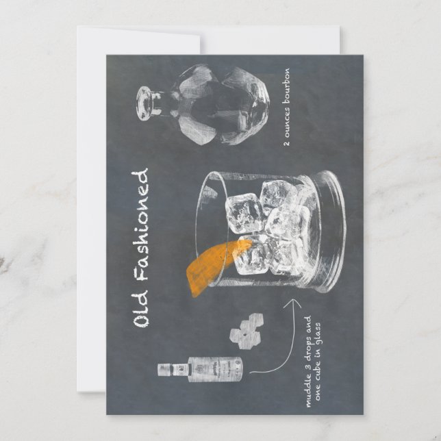 Old Fashioned Cocktail Invitation (Front)