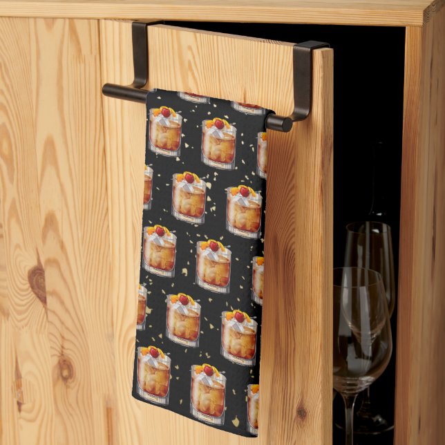 Old Fashioned Cocktail Kitchen Towel (Thirds Fold)
