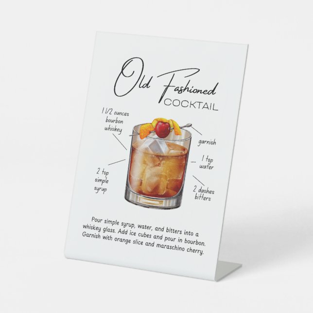 Old Fashioned Cocktail Pedestal Sign (Front)