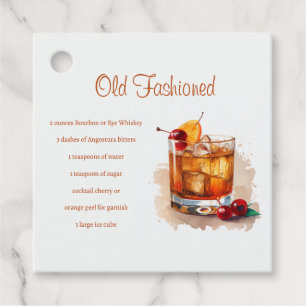 Old Fashioned Cocktail Recipe Party Favour Tags