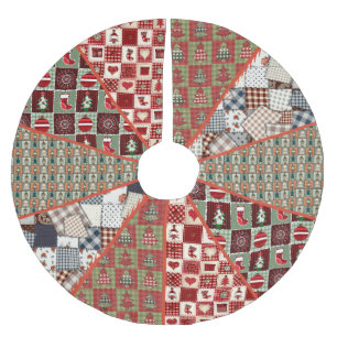 Old Fashioned Country Quilted Patterns Brushed Polyester Tree Skirt