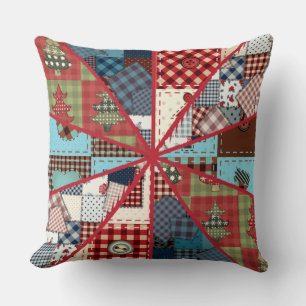 Old Fashioned Country Quilted Vintage Decor Throw Pillow