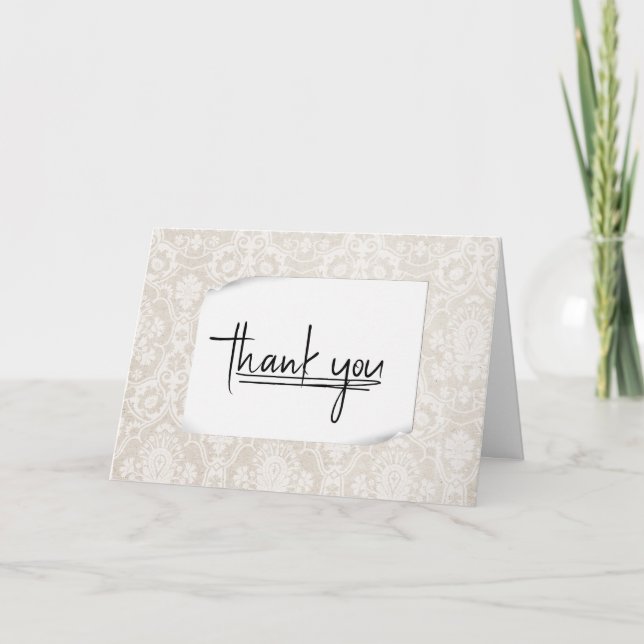 Old-fashioned Damask Design Thank You Card (Front)