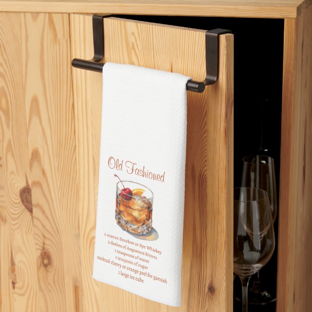 Old Fashioned Drink Recipe Kitchen Towel (Thirds Fold)