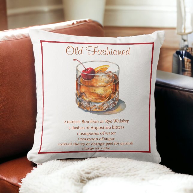 Old Fashioned Drink Recipe Throw Pillow (Creator Uploaded)