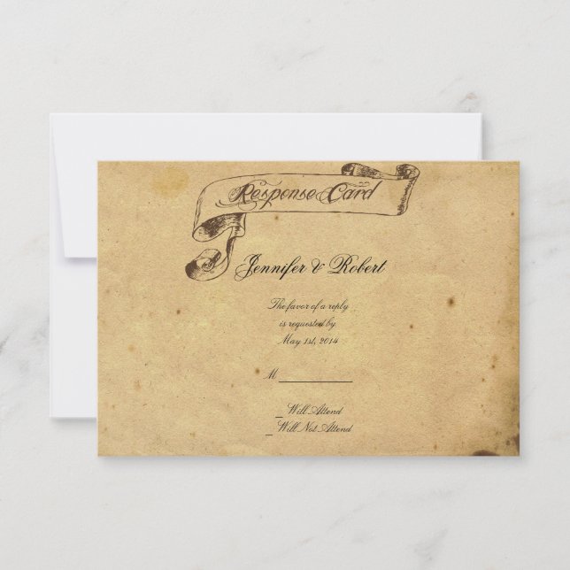 Old Fashioned Elegance Parchment Quill Response (Front)