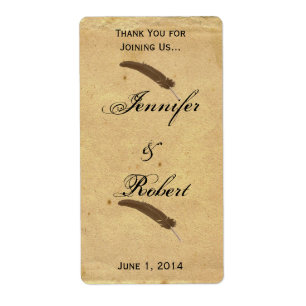 Old Fashioned Elegance Parchment Quill Wine Label