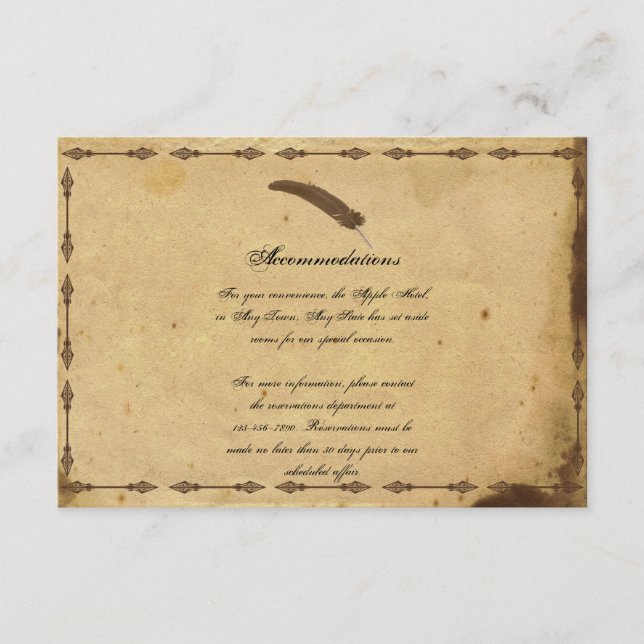 Old Fashioned Elegance Parchment Wedding Insert (Front)