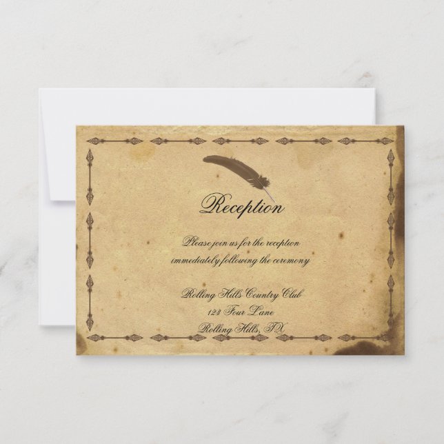 Old Fashioned Elegance Parchment Wedding Reception Invitation (Front)