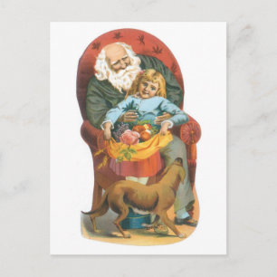Old Fashioned Family Christmas Holiday Postcard