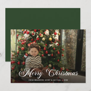 Old Fashioned Family One Photo Simple Christmas Holiday Card