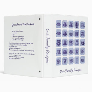 Old Fashioned Family Recipes Vintage Blue Teacups Binder