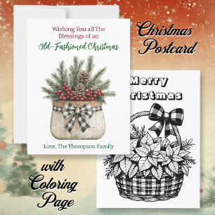 Old-Fashioned Farmhouse Christmas Colouring Page   Postcard