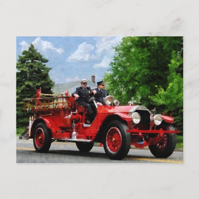 Old Fashioned Fire Truck Postcard (Front)