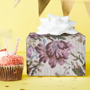 old-fashioned floral fabric wrapping paper