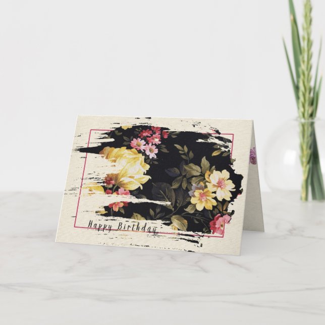 old-fashioned floral pattern for birthday card (Front)