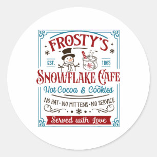 Old Fashioned Frosty's Snowflake Cafe Coffee Lover Classic Round Sticker