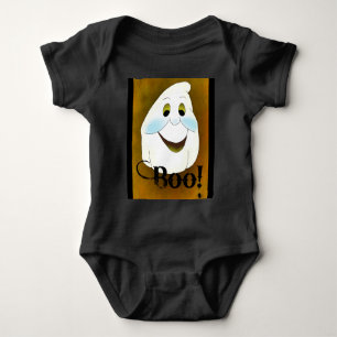 Old Fashioned Ghost Head Boo Baby Bodysuit