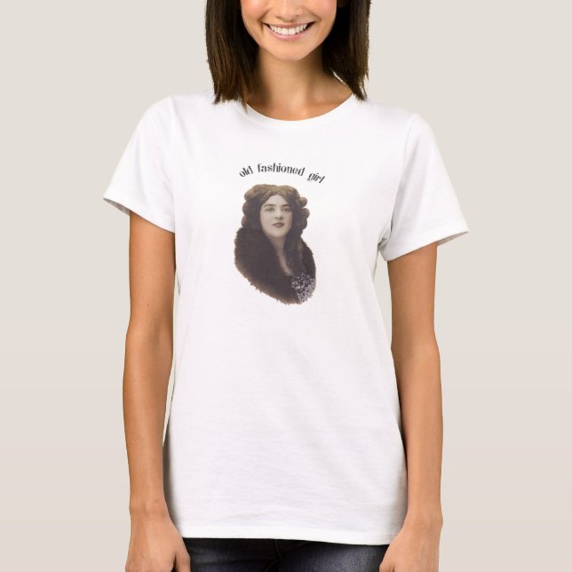 Old Fashioned Girl Retro Woman Image T-Shirt (Front)