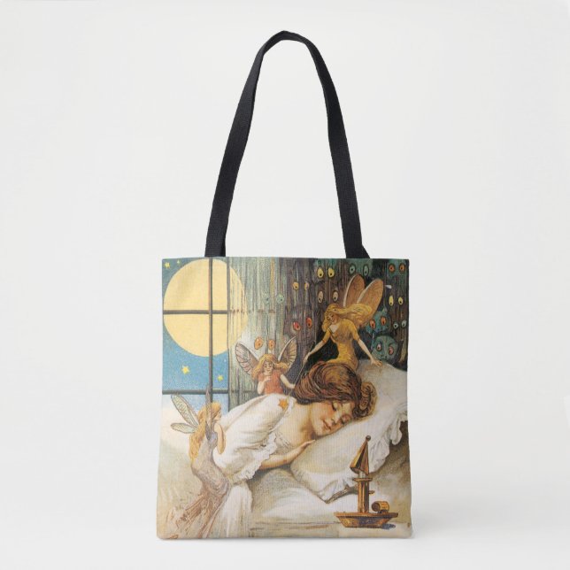 Old-fashioned Halloween, Girl with Fairies Tote Bag (Front)