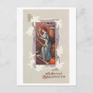Old-fashioned Halloween, Lady with a Hand mirror Postcard