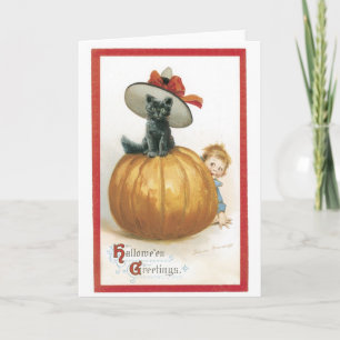 Old-fashioned Halloween, Witch cat Card