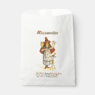 Old-fashioned Halloween, Witch girl with Owl Favour Bag