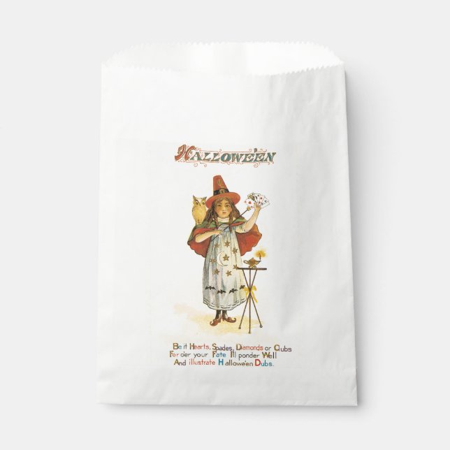 Old-fashioned Halloween, Witch girl with Owl Favour Bag (Front)