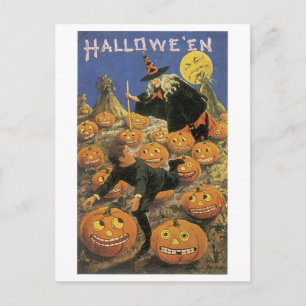 Old-fashioned Halloween, Witch Postcard