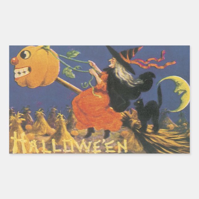 Old Fashioned Halloween Witch Sticker (Front)