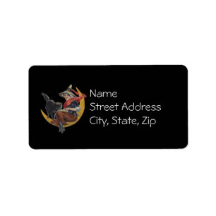 Old Fashioned Halloween Witch & The Moon Label