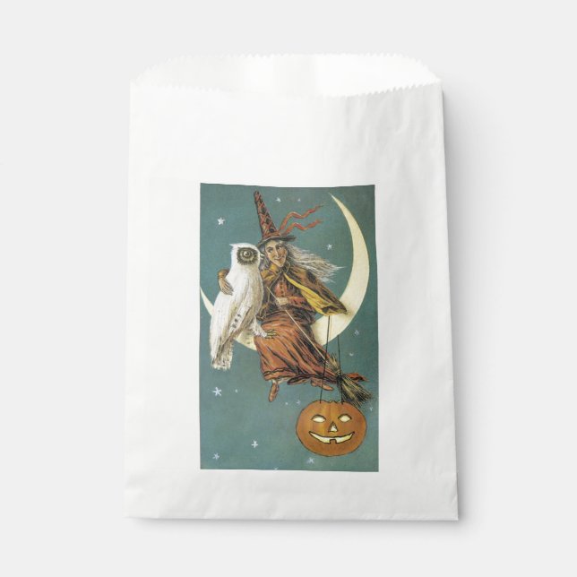 Old-fashioned Halloween, Witch with Owl Favour Bag (Front)