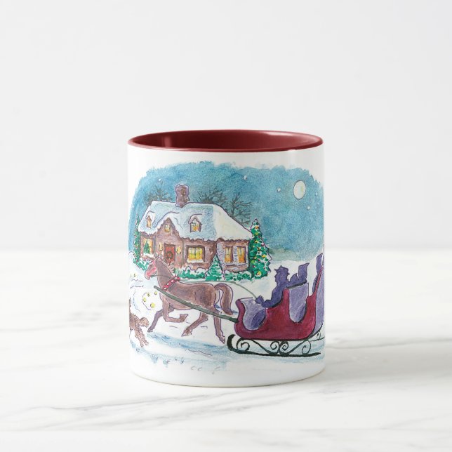 Old Fashioned Horse and Sleigh Christmas Mug (Center)