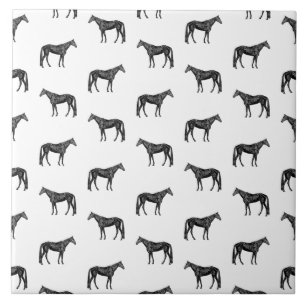 Old Fashioned Horse Pattern CUSTOM BG COLOR Tile