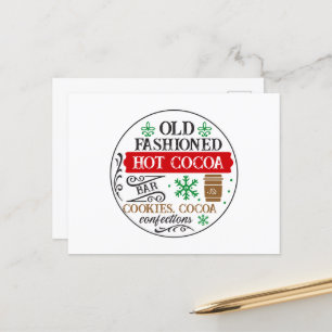Old Fashioned Hot cocoa bar Christmas Holiday Postcard