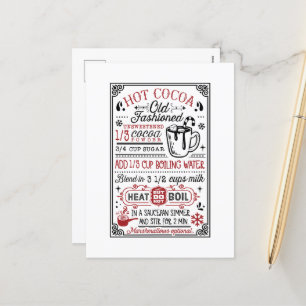 Old fashioned hot cocoa recipe holiday postcard