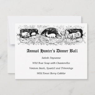 Old Fashioned Hunter's Ball Game Dinner Menu Invitation
