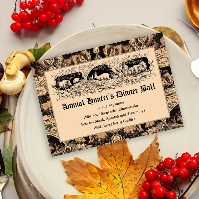 Old Fashioned Hunter's Ball Game Dinner Menu Invitation (Creator Uploaded)