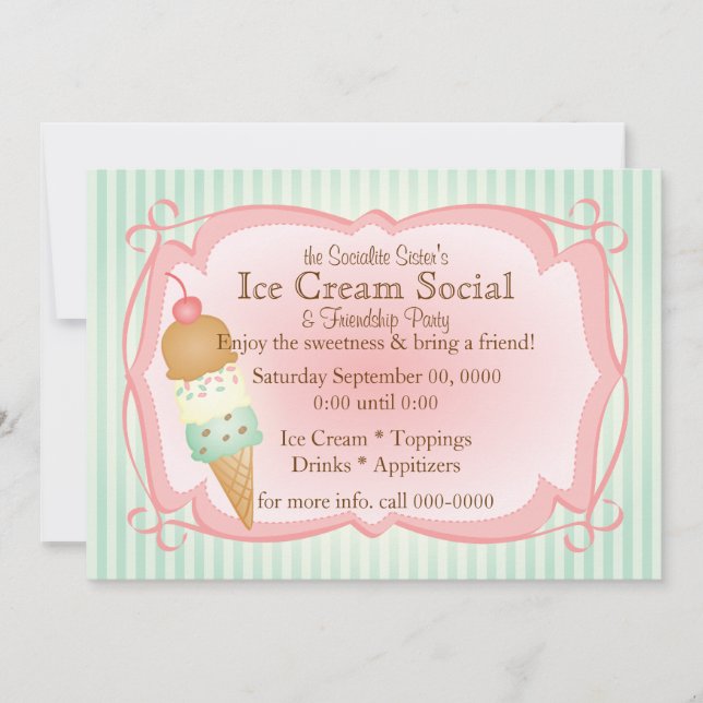 Old Fashioned Ice Cream Social! Invitation (Front)