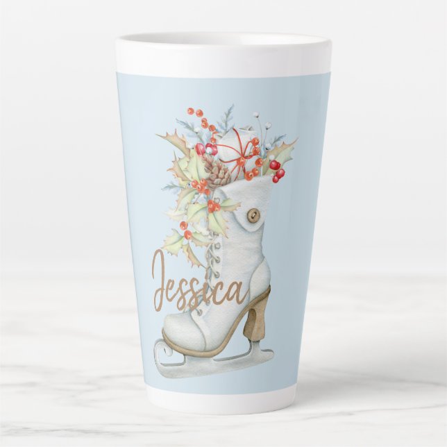 Old Fashioned Ice Skate Personalized   Latte Mug (Front)