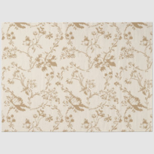 Old Fashioned Ivory with Brown Flowers Tissue Paper