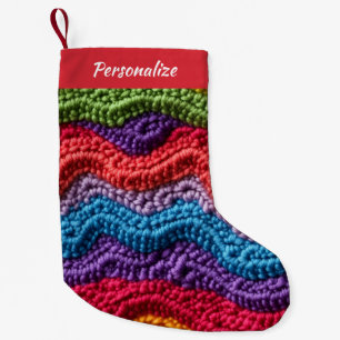Old-Fashioned Knit Yarn Pattern Christmas Small Christmas Stocking