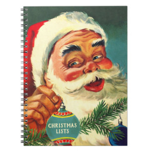 Old-fashioned Laughing Santa Christmas Lists Notebook