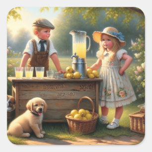 Old-Fashioned Lemonade Stand Old-Fashioned Summer Square Sticker