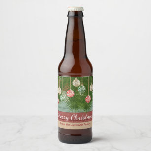 Old Fashioned Merry Christmas Decoration Design Beer Bottle Label