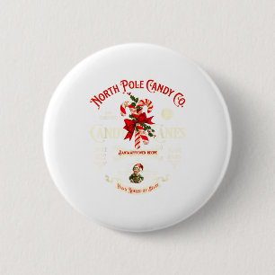 Old Fashioned North Le Candy Cane Company Elf Chri 2 Inch Round Button