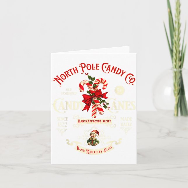 Old Fashioned North Le Candy Cane Company Elf Chri Card (Front)