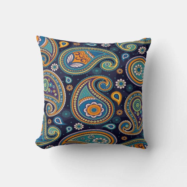 Old Fashioned Paisley Throw Pillow For Couch Sofa (Front)